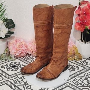 FRYE Women’s Melissa Tall Knee High Pull On Leather Boots Cognac Color Size 8B